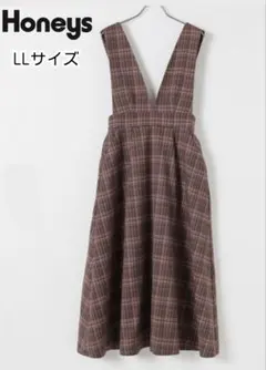 ハニーズ Ｖネック ジャンスカ チェック柄 LLサイズ 大きめ ゆったり