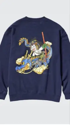 ユニクロ完売 新品M青紺ネイビー系ドラゴンボール長袖トレーナー