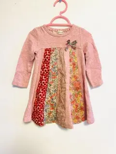 【数回着用】センスオブワンダー　長袖トレーナーワンピース　リバティプリント　90