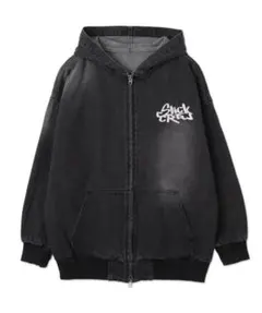 WEGO ヴィンテージウォッシュBIGフードブルゾン ブラック Fサイズ