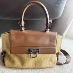 フェラガモ　ガンチーニ　ソフィア　バッグ　2way ラフィア