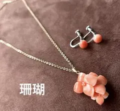 [珊瑚ネックレス＆イヤリング]18K金具