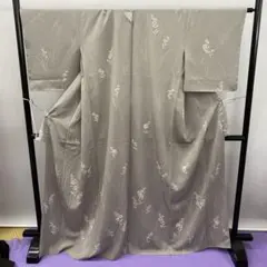 BY4214 付下小紋 正絹 グレー未使用品 紋あり