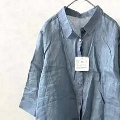 【新品タグ付き】シャツ 七分袖 麻100% シースルー シンプル LL 大きめ