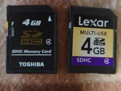 【中古】TOSHIBA & Lexar 4GB SDHC メモリーカード、計３枚