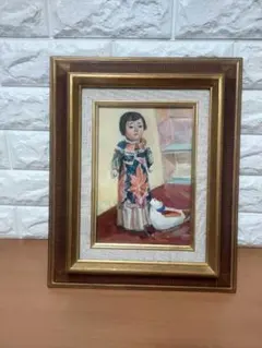 前田麻里 「オカリナを吹く少年」 美品 現代洋画家 メルヘン タイム