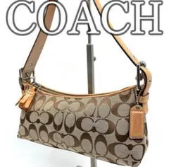 コーチ　アクセサリーポーチ　ワンショルダー　シグネチャー　ベージュ