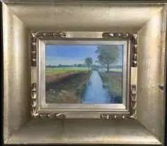 悳俊彦【夏の水路】肉筆油彩画のサムネイル
