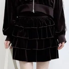 【web限定】INGNI ベロアティアードスカパン ブラウン