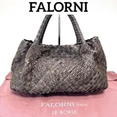 FALORNI イントレチャート レザートートバッグ 肩掛け可 A4 グレーのサムネイル