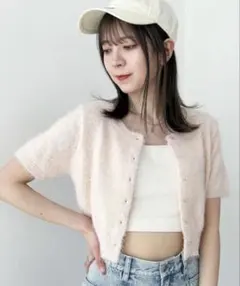 Heather シャギーニットカーディガン(半袖)のサムネイル