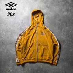 希少90sUMBROアンブロベロアジャケットパーカーフーディーバターイエローXL