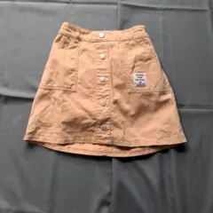 ベージュ ボタン付きスカート ウエストゴム