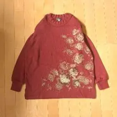 セーター LL ワインレッド 肩パッド ニット 長袖 クルーネック