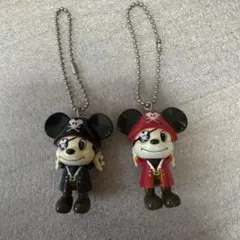 ミッキーマウス 海賊ストラップ とピンクビーズストラップのセット