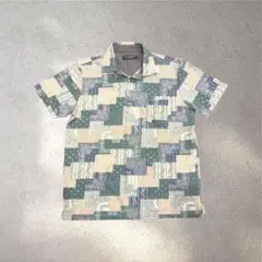 90s 山本寛斎 カンサイヤマモト パッチワーク風 ポロシャツ 総柄 M 派手のサムネイル