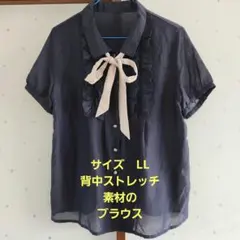 フェリシモ　 半袖ブラウス　背部のびのびTシャツ素材　ＬＬのサムネイル