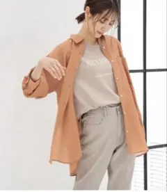 長袖シャツ オレンジ オーバーサイズのサムネイル