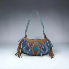 ハンドメイドデニムリメイクショルダーバッグ エスニックスタイルのサムネイル
