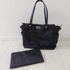 【ケイト・スペード】ブラックナイロン トートバッグ おむつ替えシート付き