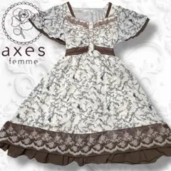 希少＊axes femme お花刺繍スカラップ気品リーフ柄お嬢様ワンピース