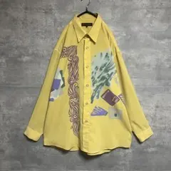 No.1924 VINTAGE ヴィンテージ 古着 総柄シャツ ポリシャツ 長袖