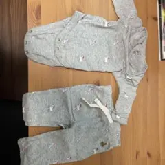 動物柄ロンパース・パンツセット グレー
