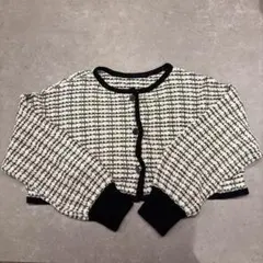 チェック柄ツイードカーディガン