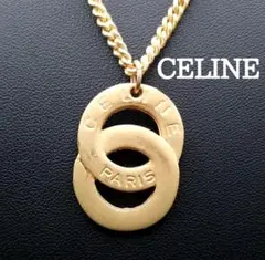 美品✨CELINEセリーヌ、ゴールドダブルサークルネックレス、ヴィンテージ