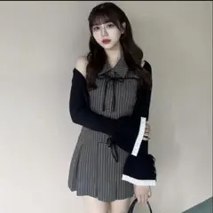ゆいワンピ ノースリーブシャツミニワンピース ベルスリーブリボンボレロ YUI企画 ノースリーブシャツミニワンピース、袖リボンボレロ - メルカリ