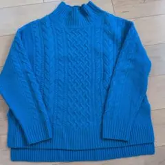 HAMILTON ハミルトン　ケーブルニット　ハイネック　　青　美品