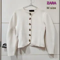 【美品】ZARA ボタン付きフィットカーディガン Mサイズ