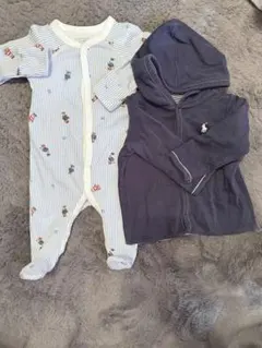 [Ralph Lauren]くま柄ロンパース　パーカーセット3M
