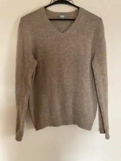 UNIQLO Vネックニット ベージュ S ゆったりめ
