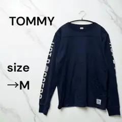 TOMMY トミー ロンT 長袖Tシャツ ネイビー Mサイズ ロゴプリント