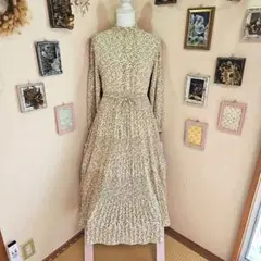 アナトリエ春色の花柄長袖ワンピース リボン付き
