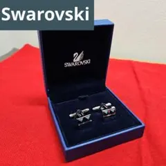 【美品】Swarovski スワロフスキー スクエアクリスタル シルバーカフス