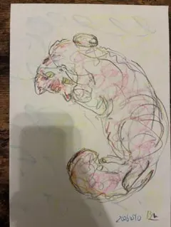 猫 絵画 イラスト ドローイング - メルカリ