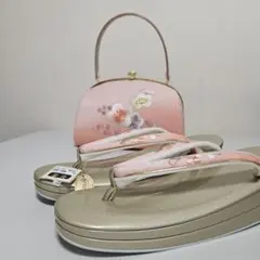 草履バッグセット 優花 ピンク ゴールド 和装