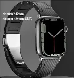 Apple Watch バンド 44/45/46/49mm カーボンファイバー調