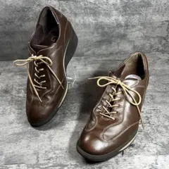 【ジーロ】（22.5EE）レザースニーカー アシックス ウエッジソール ブラウン