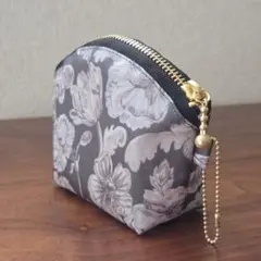 ローズ バラ ばら シェル型 ラウンドファスナーポーチ ハンドメイド