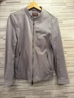 MR. OLIVE グレー ヌバックレザー シングルライダースジャケット Mのサムネイル