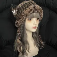 と*様 【ゲリラオークションstart】188ハンドメイド編み物　猫耳ニット帽
