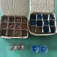 ピンクと青のグラスセット ピンク10個青12個