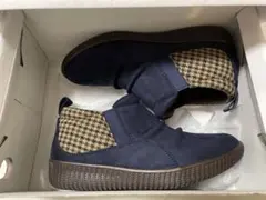 【新品】　Pansy ショートブーツ　ネイビー×チェック　22.5 EEE
