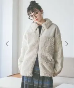 ニコアンド パッチワークボアブルゾン￼