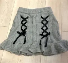 EATME イートミー　レースアップ ニット ミニスカート グレー色　79♡