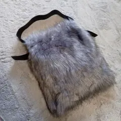 グレー フェイクファー トートバッグ