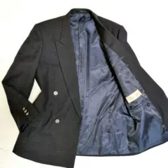 ヴィンテージ テーラードジャケット ダブル 銀ボタン ウール ネイビー L相当